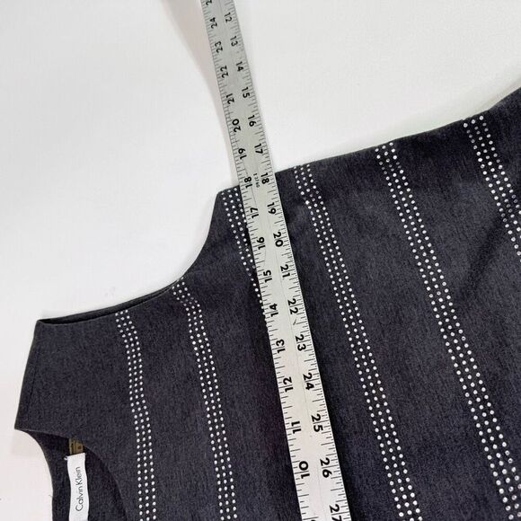 Calvin Klein Dress Womens 6 Black Striped Sleeveless Crew-Neck Mini Shift Career - Picture 3 of 10